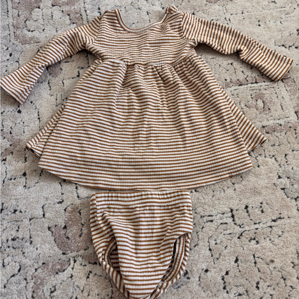 Quincy Mae  Brown and White Striped Baby Outfit